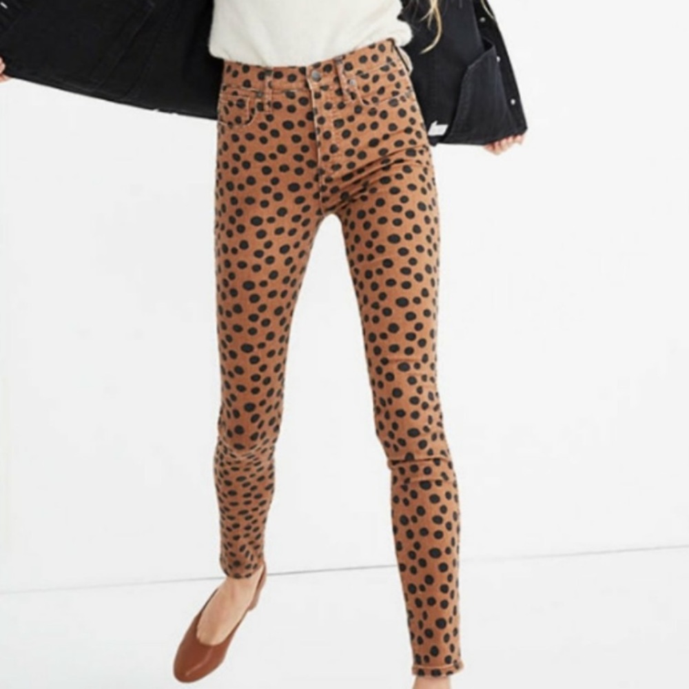 Madewell 10" High Rise Skinny Leopard Dot Jeans